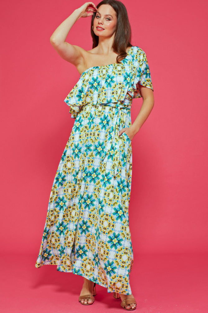 Misty dress finca blue yellow