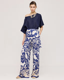 Wide leg printed trouser