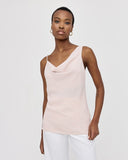 Nude coloured draped top with asymmetric straps