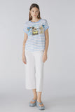 Blue and white striped t-shirt