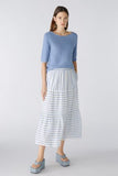 Tiered skirt in white with blue stripe