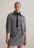 Boxy shape over shirt in casual houndstooth