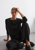 Luxury round neck knit sweater in black