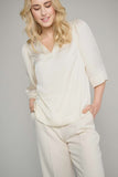 Cream satin blouse/tunic v neck