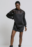 Sweatshirt dress with organza and sequins