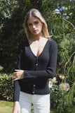 Bologna ribbed cardigan in black