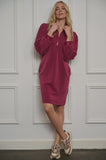 Red wine half zip dress