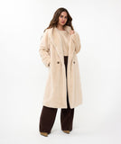 Shawl collar fake fur coat in beige