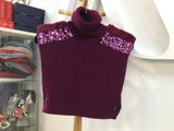 Cropped vest in grape with coordinating fur and sequins