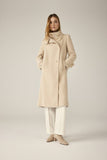 High neck coat in biscuit