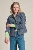 Cropped tweed jacket in blue mix