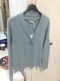 Cropped cardigan in duck egg blue with single button