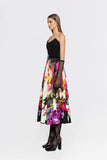 Floral print taffeta midi skirt