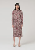 Midi Dress in Bordeaux Print