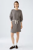 Wool blend wrap skirt in smoky taupe