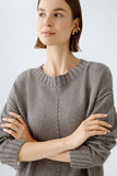 Round neck sweater in smoky taupe