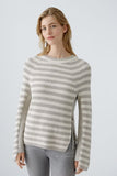 Ruby striped sweater in cream and light taupe