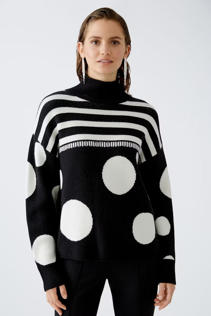 Oui black and cream jumper