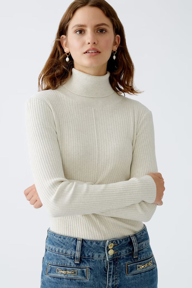 Turtleneck pullover in milky oatmeal