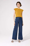 Wide leg trousers in soft dark denim