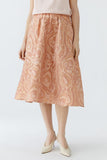 Jacquard taffeta skirt in coral and rose gold