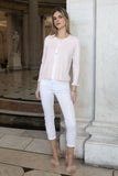 Marzo Cardi in light pink and white