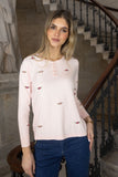 Mayo sweater in light pink with rosebud detail