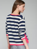 Jersey Navy and Ecru Striped Sweater