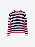 Jersey Navy and Ecru Striped Sweater