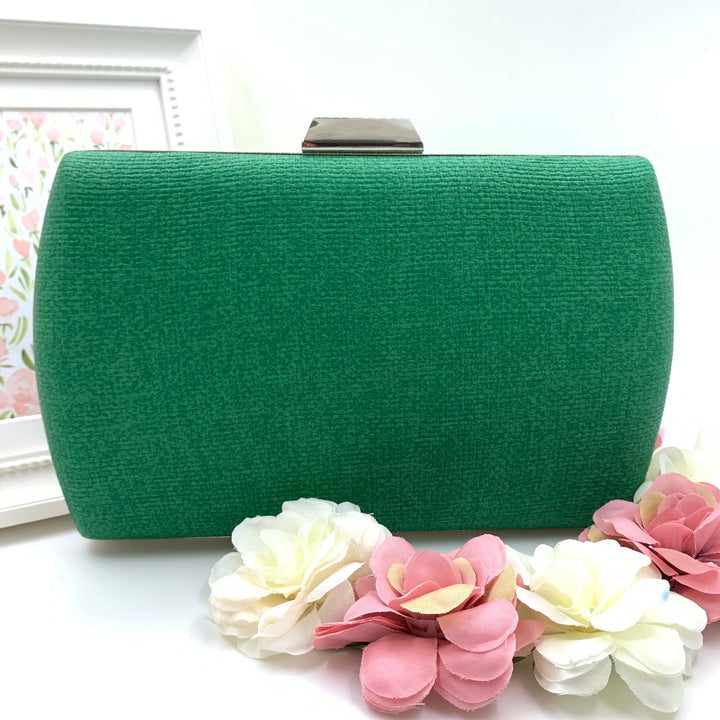 Woven Effect Green Clutch