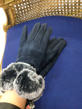 Navy Furry Gloves