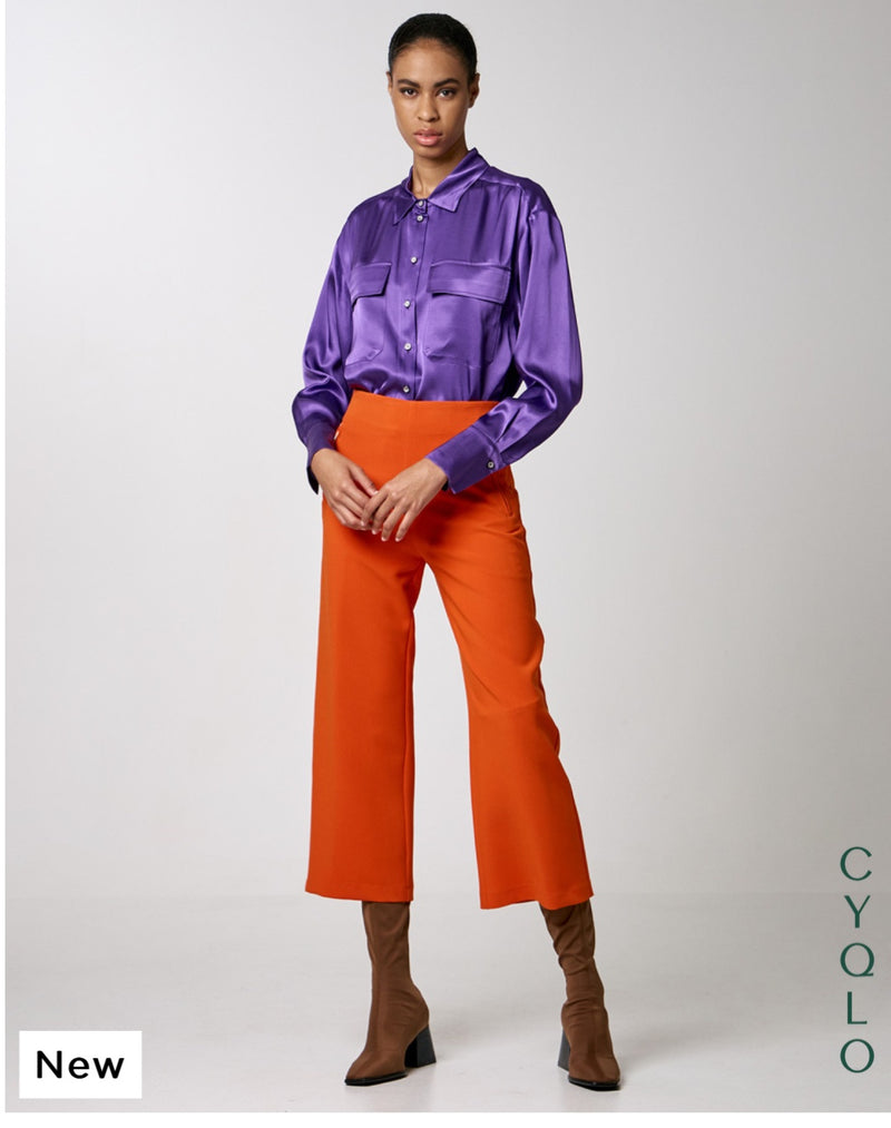 ZARA NEW WOMAN HIGH WAISTED FLOWING FLARED TROUSERS PANT Size Small Orange  | eBay