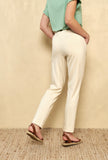 Cream Roll Up Trousers